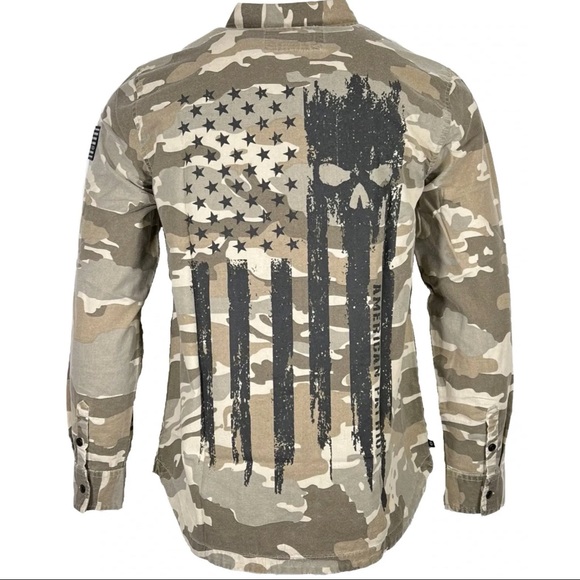 Howitzer Style Men's Button Down Flannel Armory CAMO Print Military Grunt - Picture 7 of 11